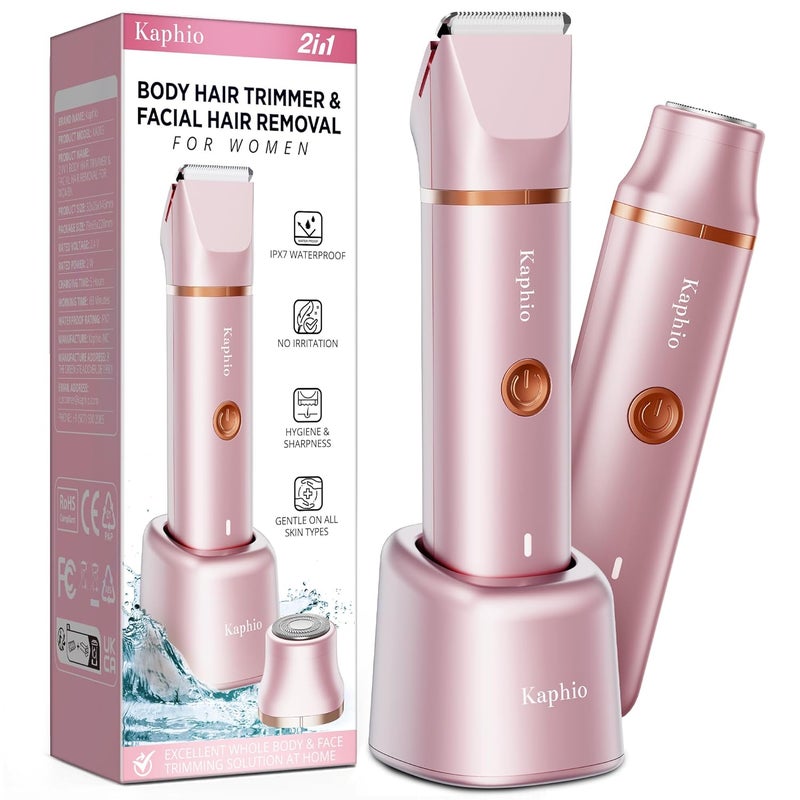 Kaphio Bikini Trimmer for Women Pubic Hair: 2 in 1 Electric Razors for Women - IPX7 Waterproof Lady Shaver for Travel & Home Use - Image 1